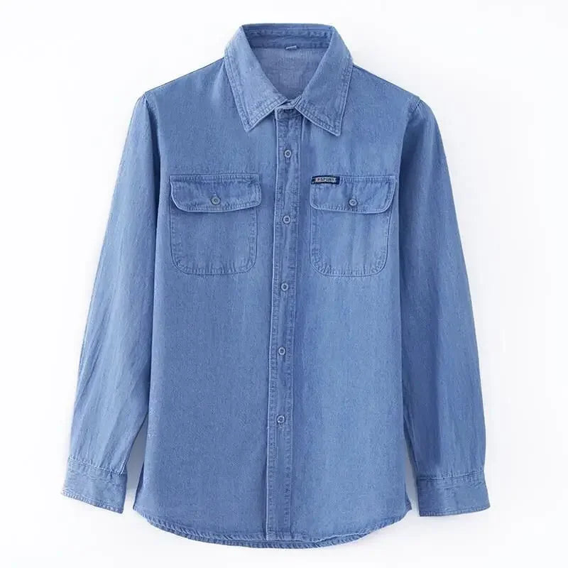 Denim Jackets Man Light Shirt Jeans Coat for Men Button Wide Sleeves