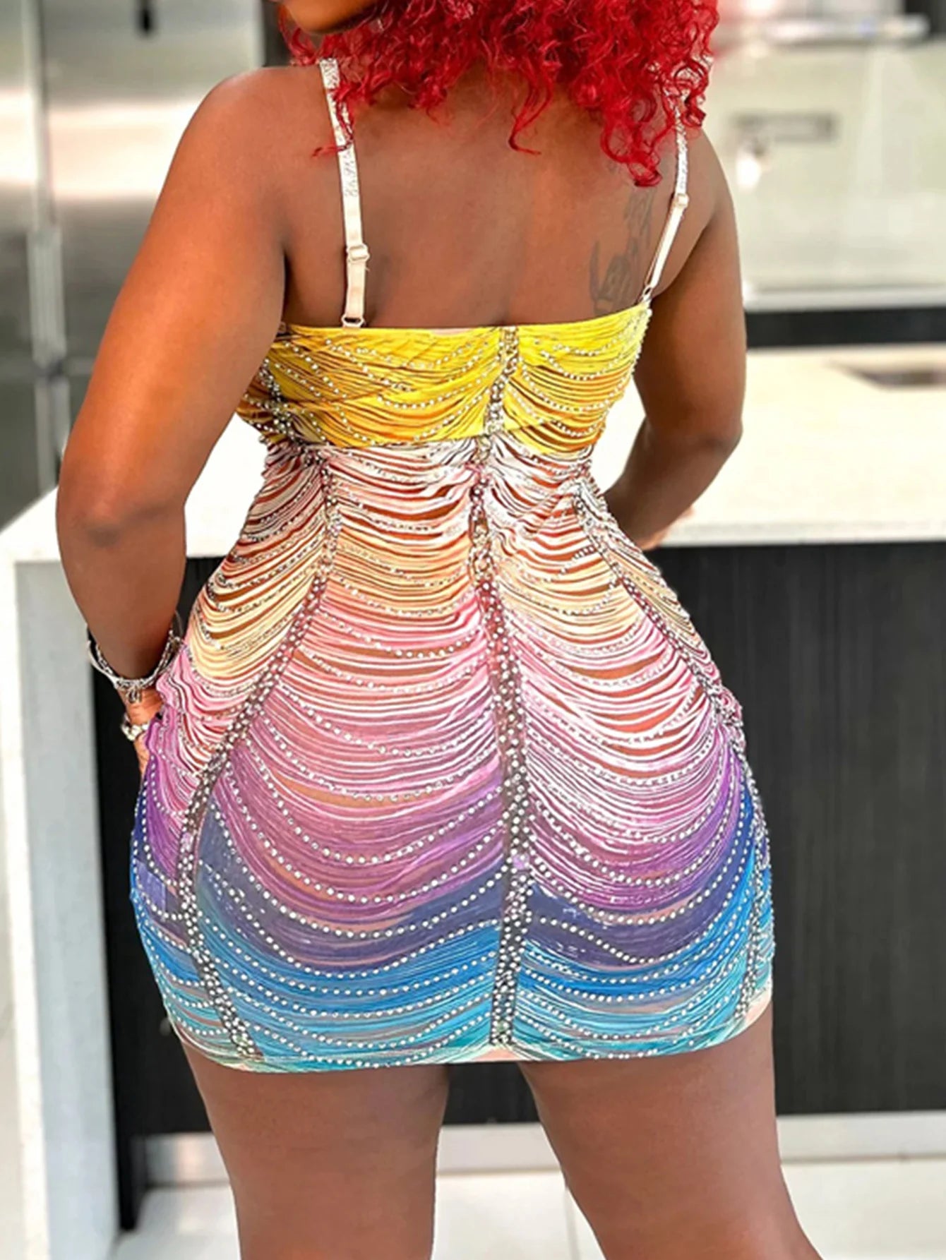 Formal attire Dresses: Backless mini rhinestone summer dress women elegant luxury