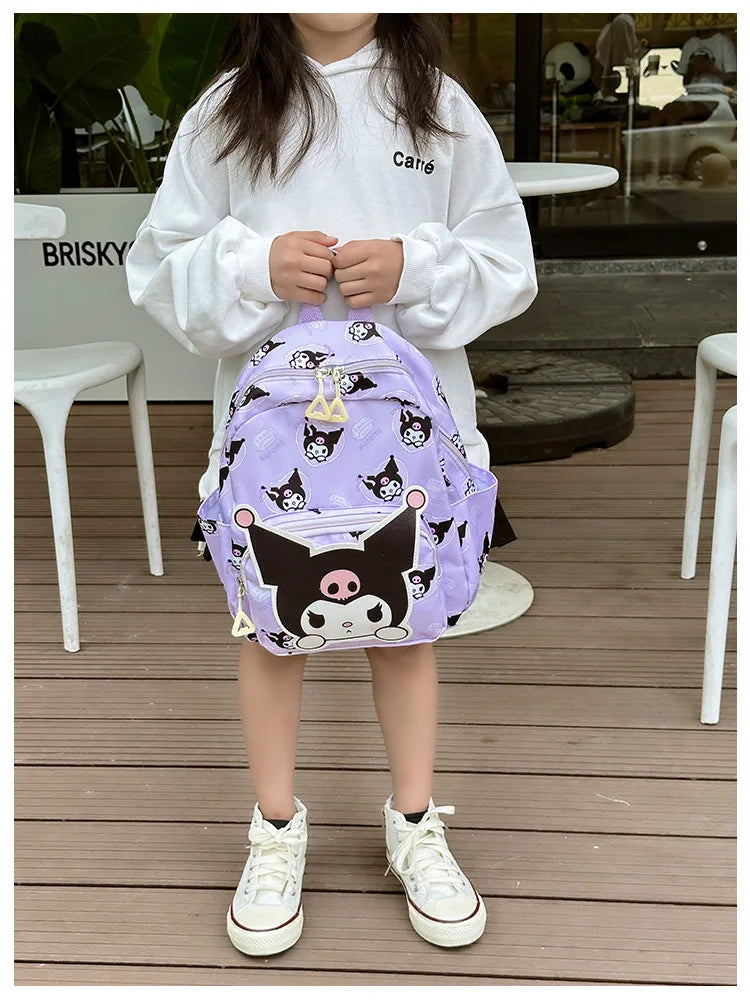 Anime Cartoon Kuromi Melody Cinnamoroll Backpack Boys Girls Cartoon Hello Kitty Kawaii Canvas Fashion Children's Schoolbag