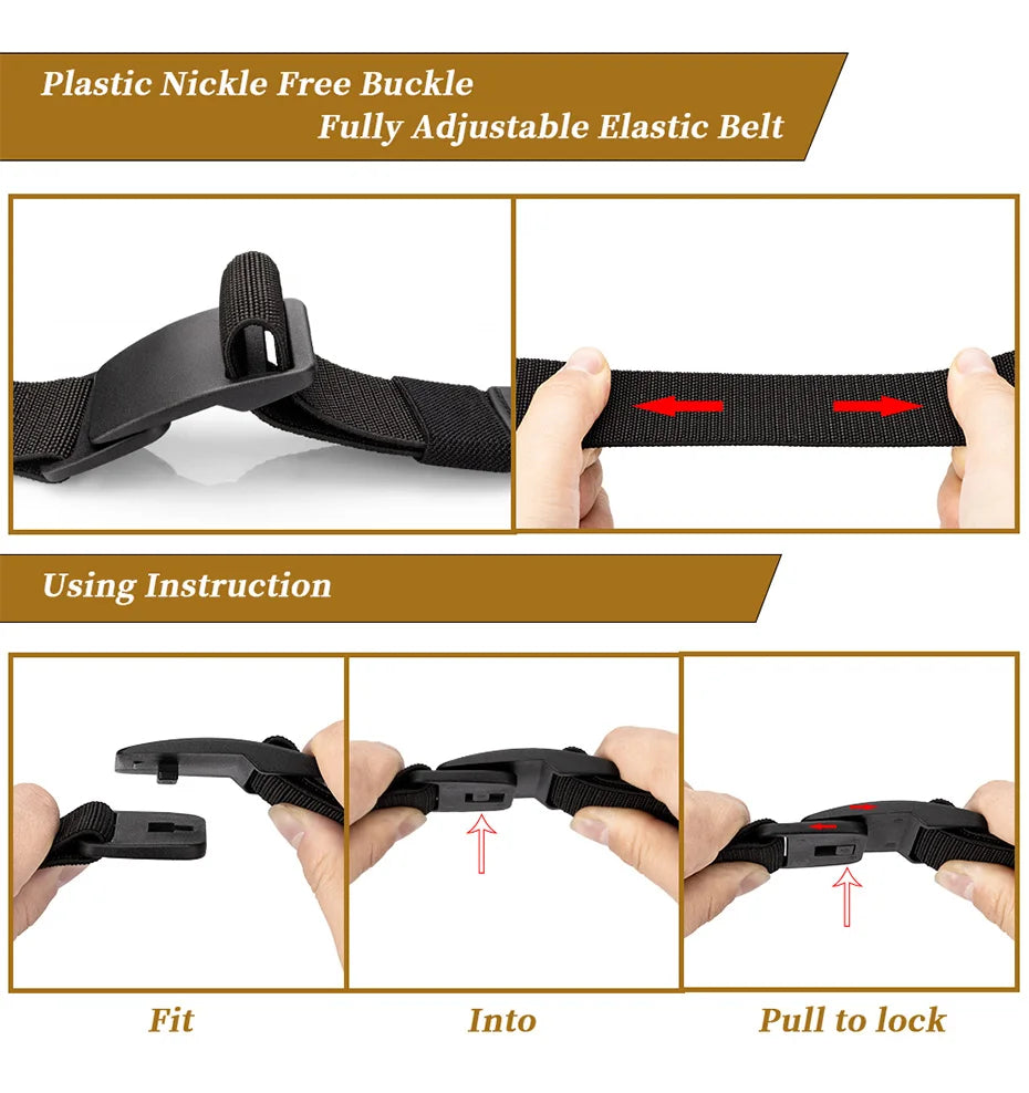 Mens Stretch Belt Invisible Casual Web Belt Quick Release Flat Plastic Buckle 4mm Thick 3.8cm Wide Casual Canvas Belt Men's Belt