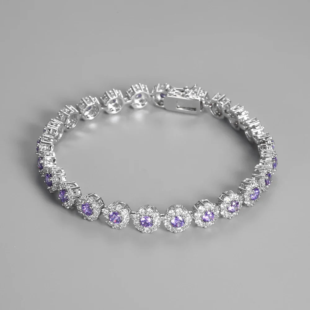 Shining Tennis Bracelet for Women S925 Silver Plated Cubic Zirconia Crystal Bangle Elegant Exquisite Jewelry Wedding Gift FCGJHW