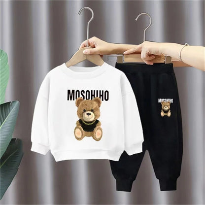 Autumn Baby Girl Clothes Set Cartoon Printed Pullover Sweatshirts Top And Pants Bottom 2 Pieces Suit Kid Children Boy Tracksuits