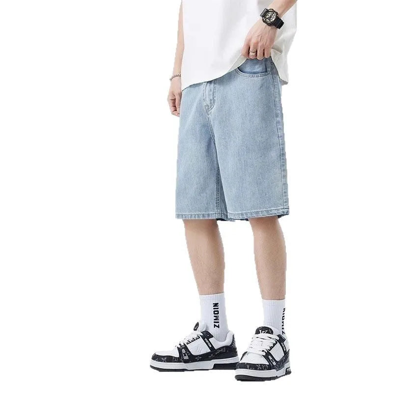 Shorts Jeans Men Denim Pants Stretch Dark Blue Fashion Design Men's Jeans