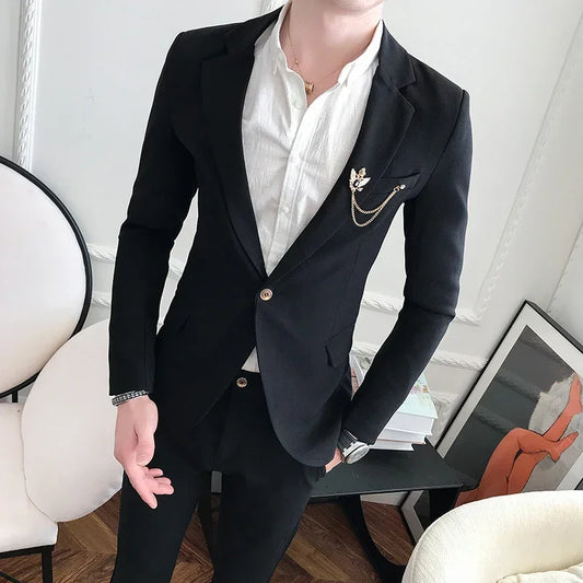 Tuxedo for Mens: Men's Casual Boutique Suit 2 Pieces Set / Male Printed Business Dress