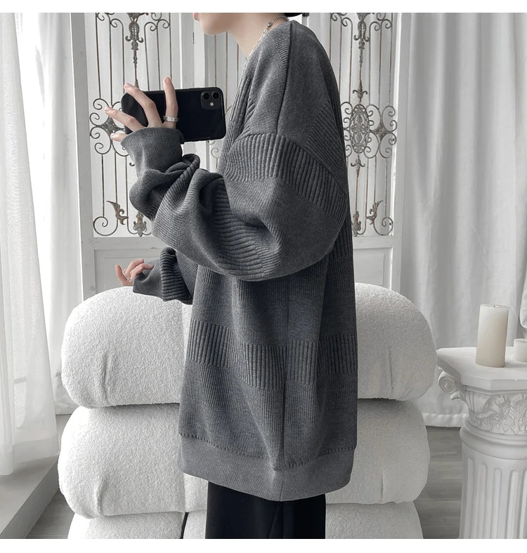 Hoodies Jacquard Sweatshirt Mens White Pullover Streetwear Casual Fashion Clothes