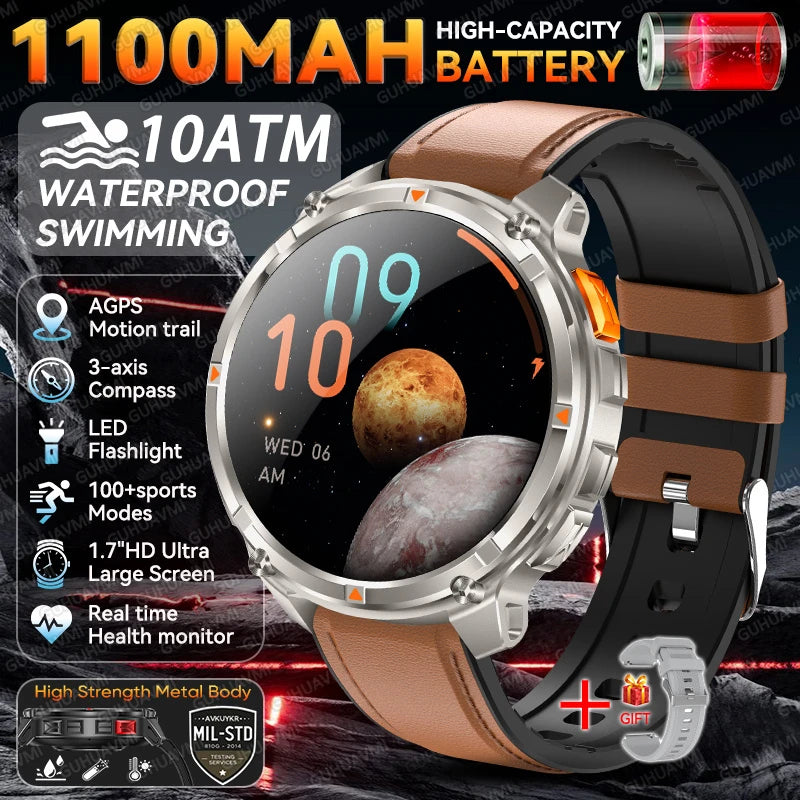 2026 New T-Rex3 Pro GPS Tracker Smartwatch Men 120-Day Standby 1100mAh Clock Rugged Outdoor Sport 10ATM Waterproof Call Watches