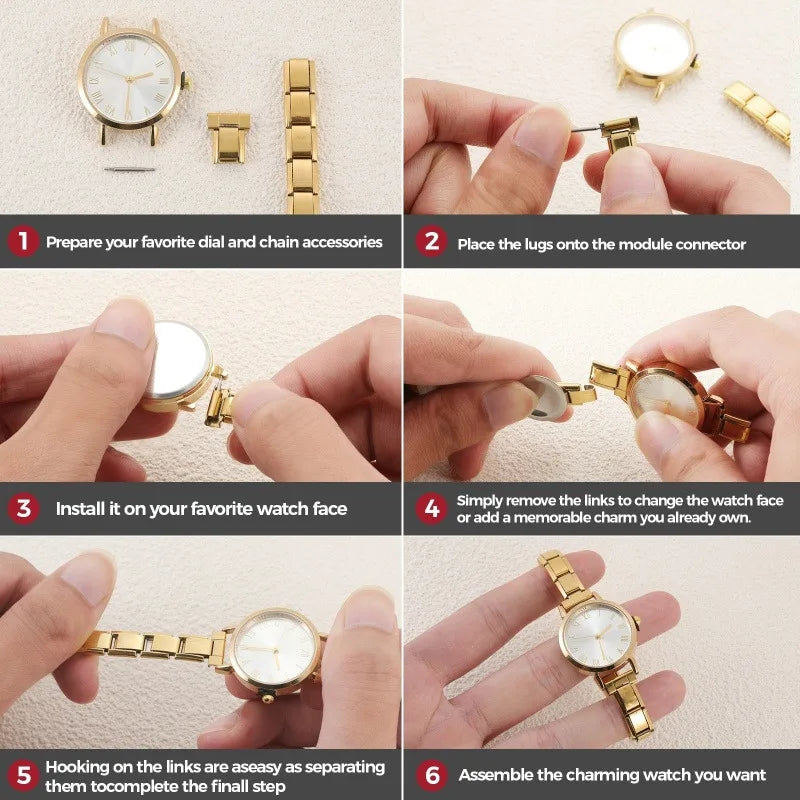 High Quality Fashion DIY 9MM Width Italian Elastic Charm Stainless Heart Shape Watch Bracelet Bangle for Friend Birthday Jewelry