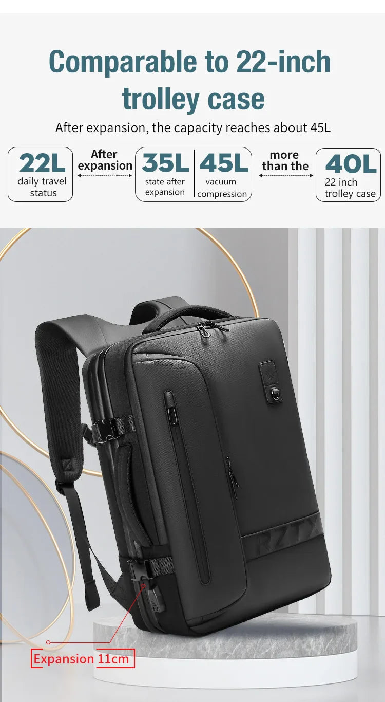 Travel Men Expanded Laptop Backpack vacuum compression hiking Backpack USB charging Business Large Capacity Backpack For Pumps