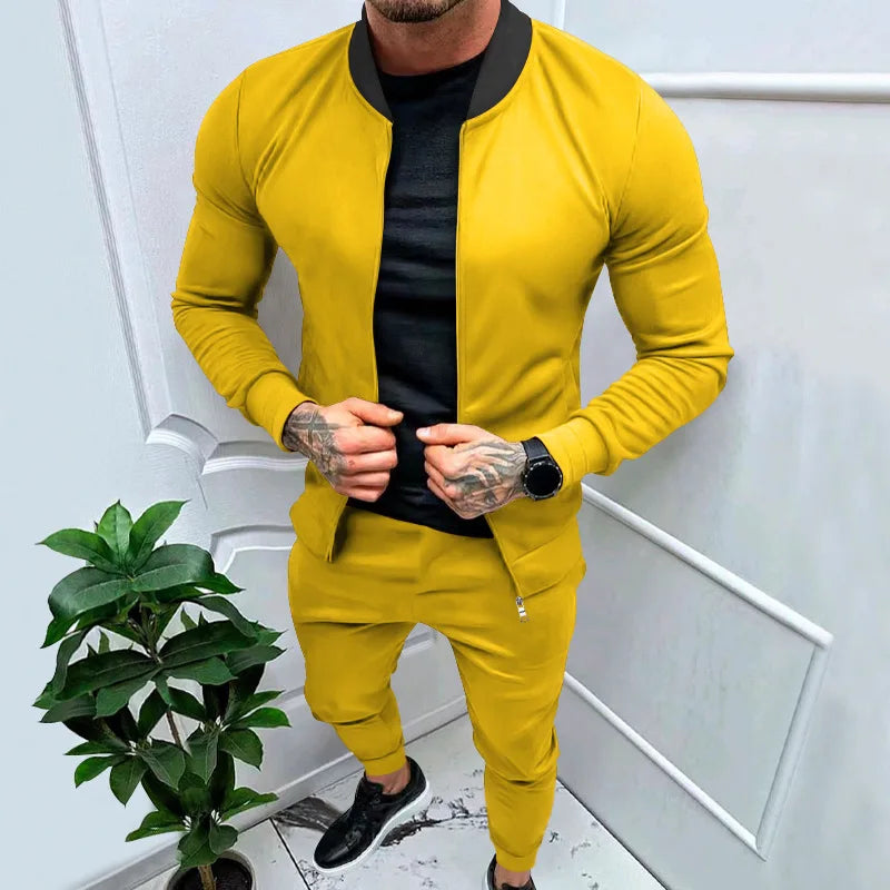 2025 Men's Fitness Sports Style Outdoor Casual Zipper Set In Stock