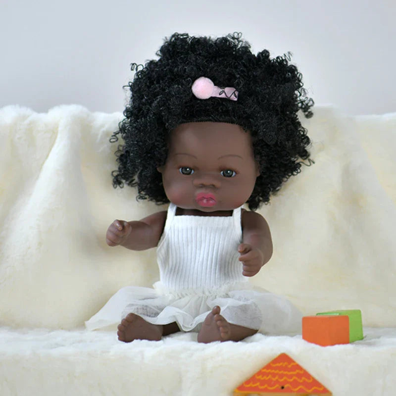 14inch Full Body Vinyl Bebe Reborn Dolls Soft Lifelike Baby Toys American Reborn Black Baby Doll Vinyl Baby Doll Toys Girls Boys