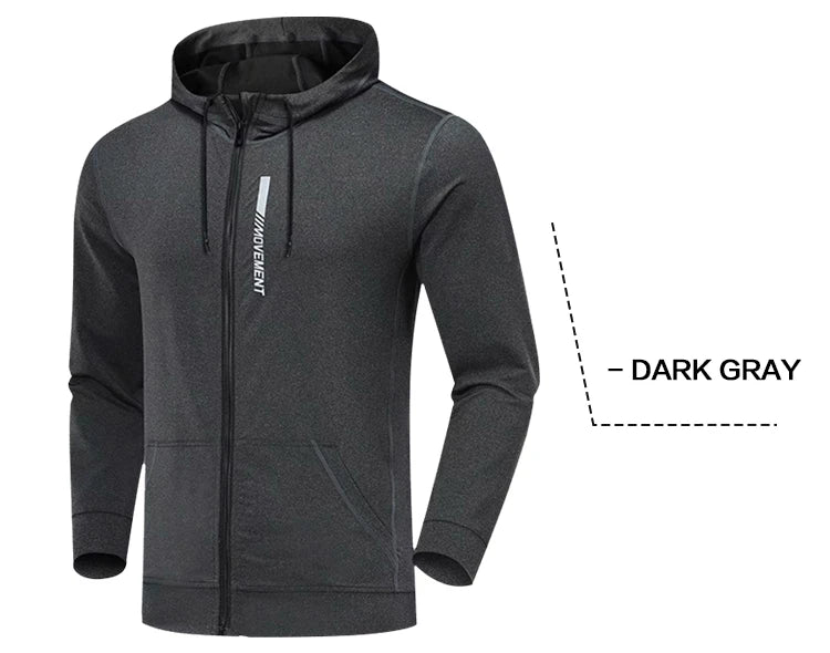 Men's Sports Hoodies Quick Dry Elastic Hooded Male Fitness Running Jackets Outdoor Gym