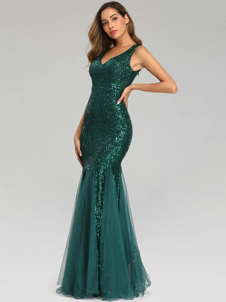 Evening wear Dresses: Mermaid Dress With Shawl Long Formal Prom Party Gown
