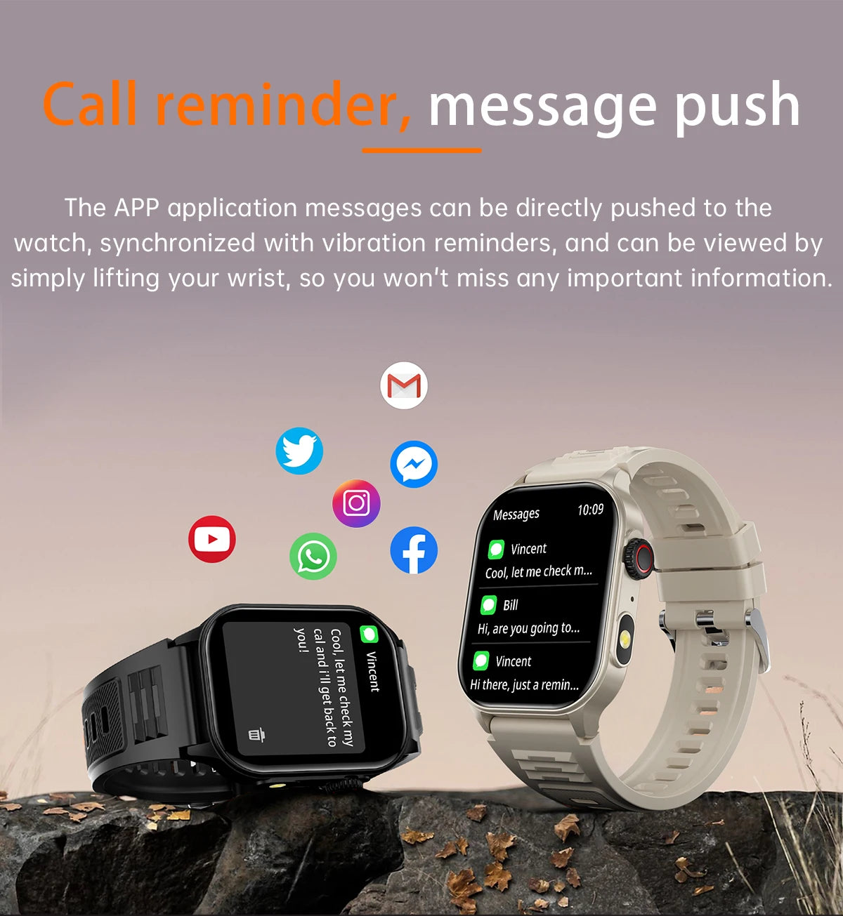 LIGE New Smart Watch LED Flashlight Military Sport Watches 2.01'' Screen Health Monitor Bluetooth Call Waterproof Smartwatch Men