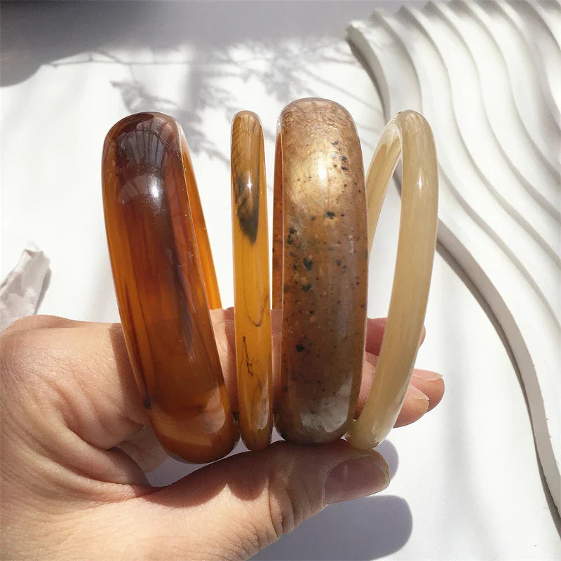 UJBOX 4-Piece Brown & Cream Marble Acrylic Resin Bracelet Bangle Set Stackable Jewelry Lightweight & Eco-Friendly Bulk Discount