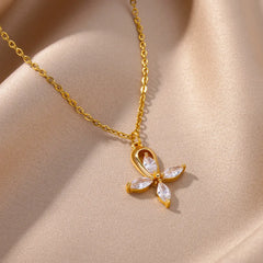 Cross Pendant Necklace for Women Gold Color Stainless Steel Collar Necklaces