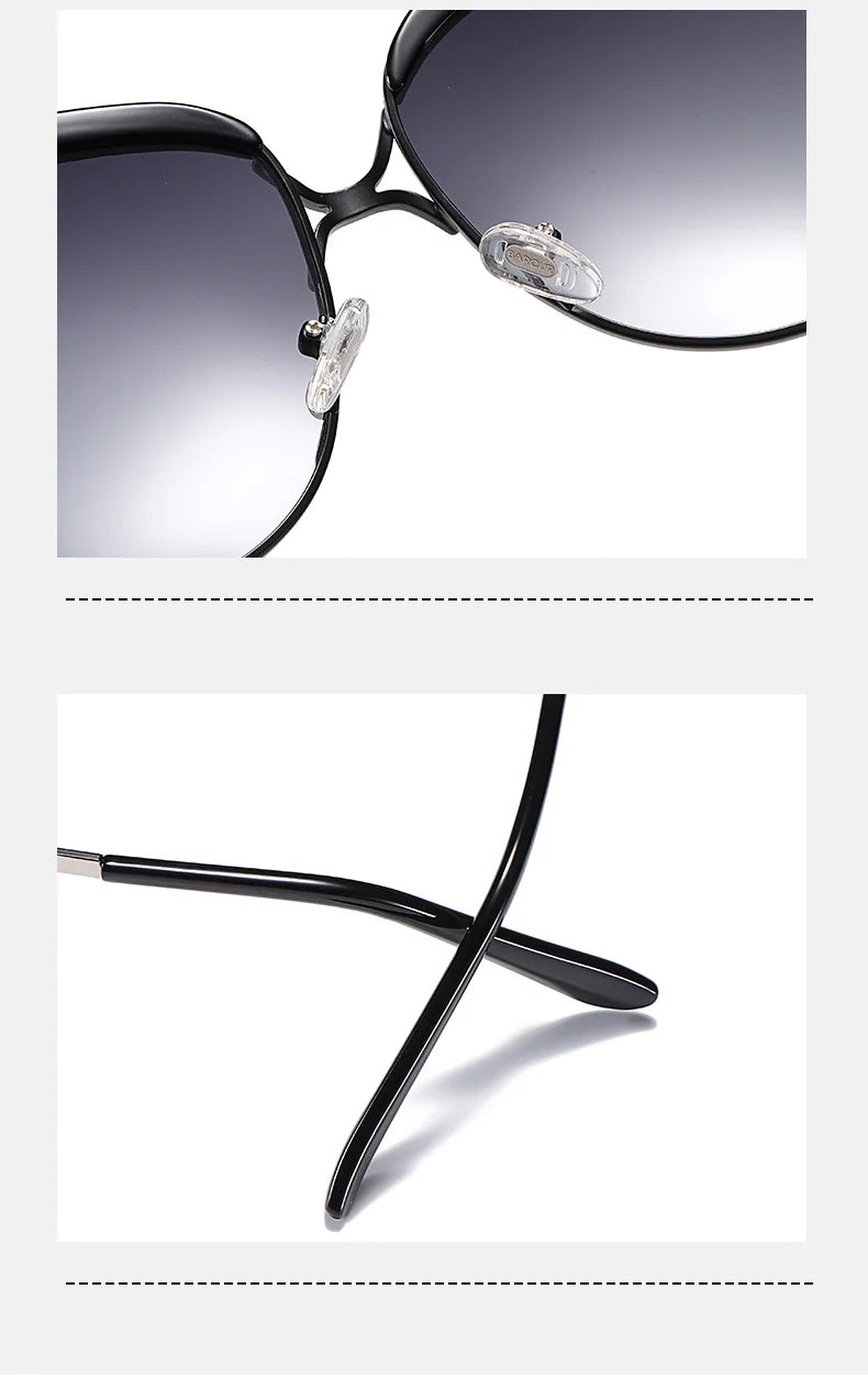 Polarized Ladies Sunglasses Women Gradient Lens Round Sun Glasses Square Luxury