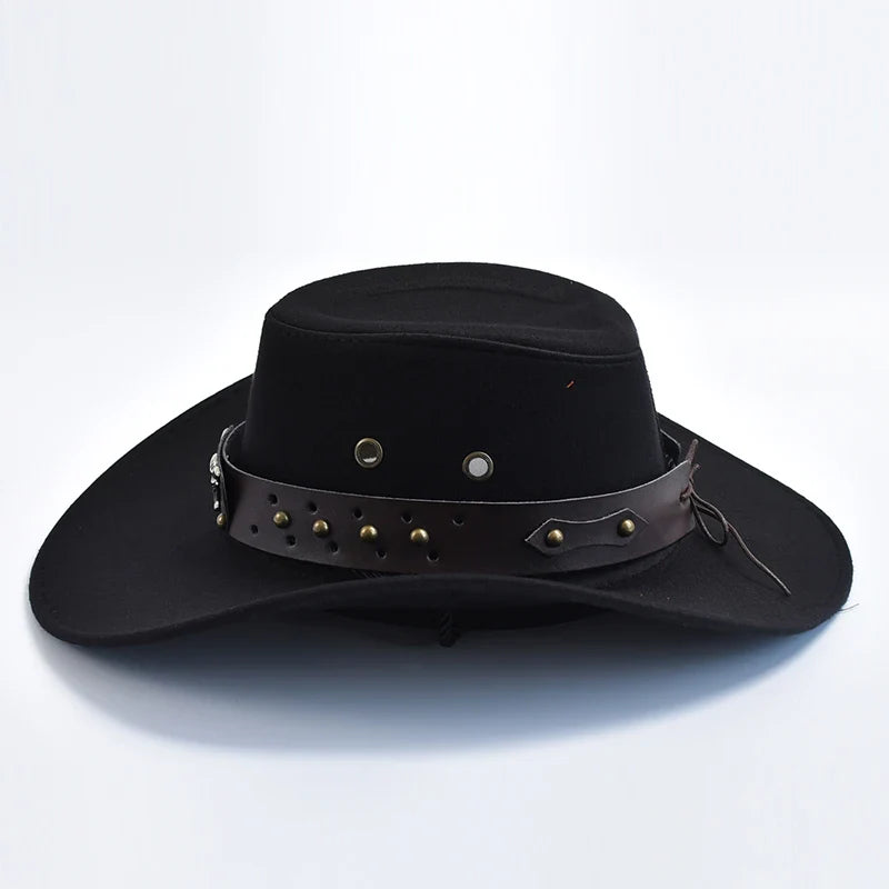 New Artificial Suede Western Cowboy Hats Vintage Big-edge Gentleman Cowgirl Jazz Hat Holidays Party Cosplay Hat