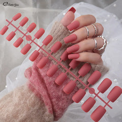 Solid Color Long Square Head Frosted Manicure Patch Wearing Nail Piece Semi-finished Fake Nails Multi-color Strip False Nails