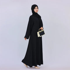 Black White Pink Solid Dubai Modest Under Dress Abaya Islam Muslim Kaftan