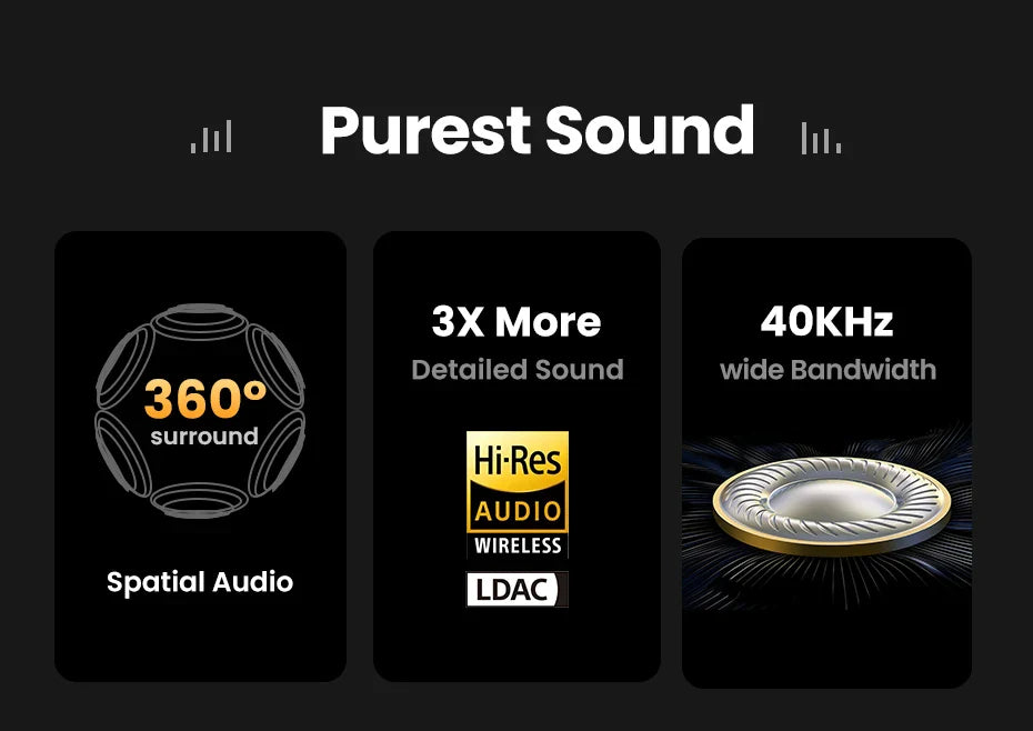 UGREEN Wireless Bluetooth Earphones Semi-Open ANC Adaptive Active Noise Cancelling Earbuds LDAC Hi-Res Audio Headphones Headset