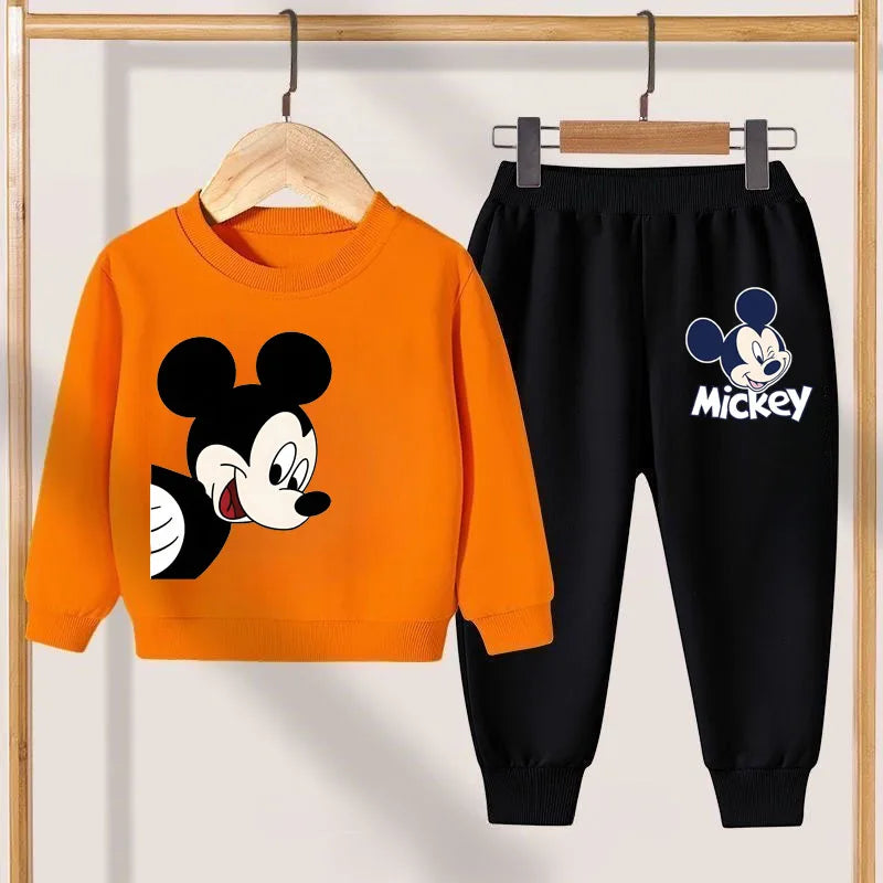 Disney Autumn New Boys Sweatshirt and Sweatpant Two Piece Set Children's Breathable Sport Clothing Sets Kids Casual Tracksuit