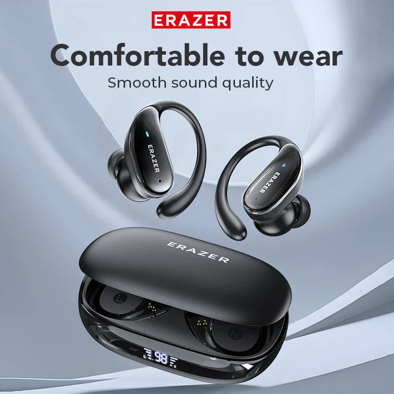 ERAZER XT80 Sports Wireless Headphones with Mics, Button Control, LED Power Display,Hifi Stereo Sound