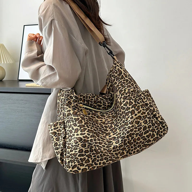 Women's Shoulder Bag Leopard Print Casual Shopping Bag Large Capacity