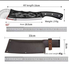 Dragon Pattern Forged Bone Chopping Knife Stainless Steel Meat Cleaver Sharp Knife