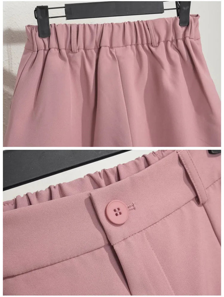 Solid Casual Elegant Trendy OL Office Lady Short Women's Pants Korean Sweet Fashion Elastic Waist Basic All-match Loose Shorts