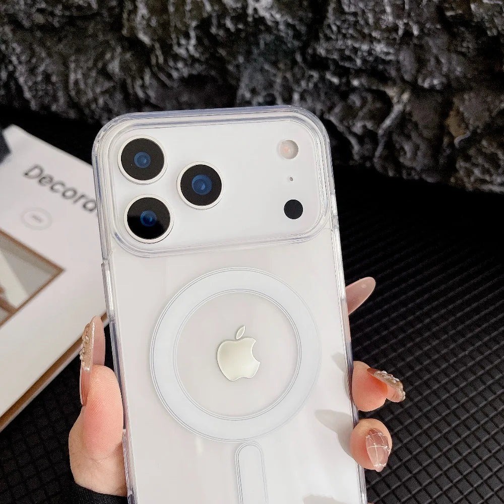 Transparent Original Magnetic Phone Case for iPhone 17 16 15 14 Plus 13 12 mini 11 Pro XS Max XR for Magsafe Acrylic Clear Cover