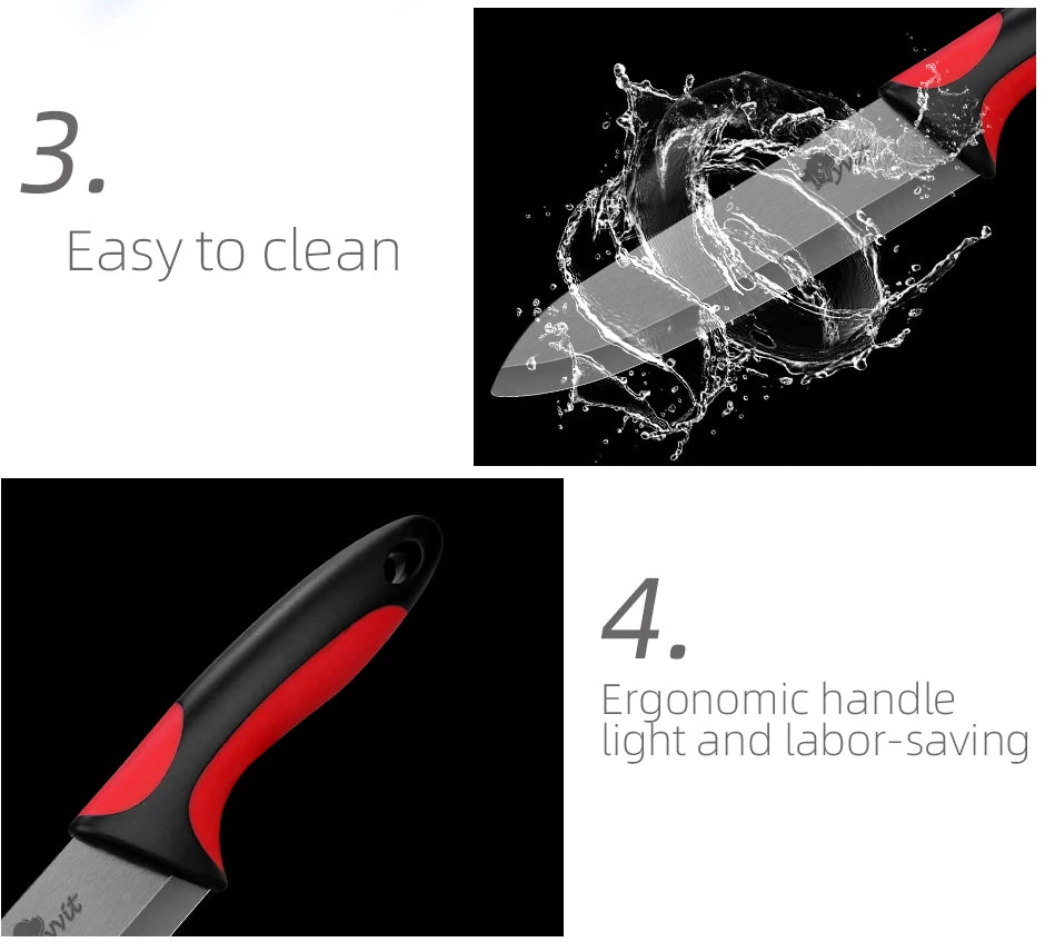 Ceramic Knife 3 4 5 6 inch Set Chef Paring Slicing Utility Zirconia Black Blade Vegetable