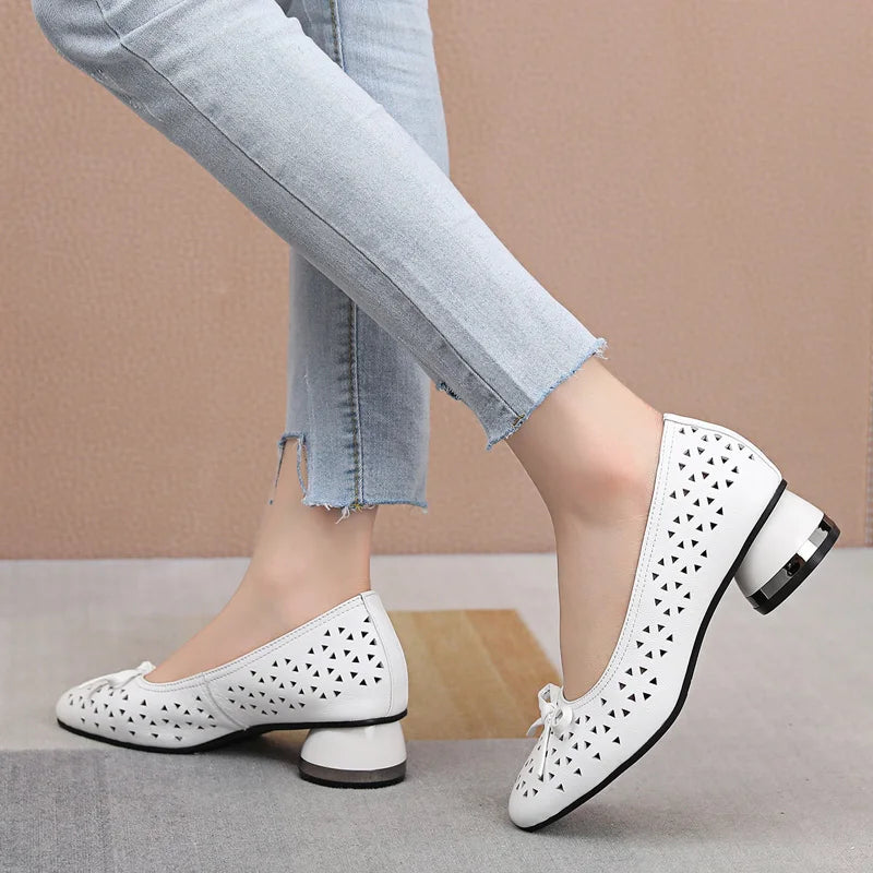 Summer Fashion Ladies Shoes Hollow Women Casual Med High Heels