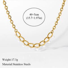 316L Stainless Steel Exaggerated Gold Color Thick Chain Pendant Necklace For Women