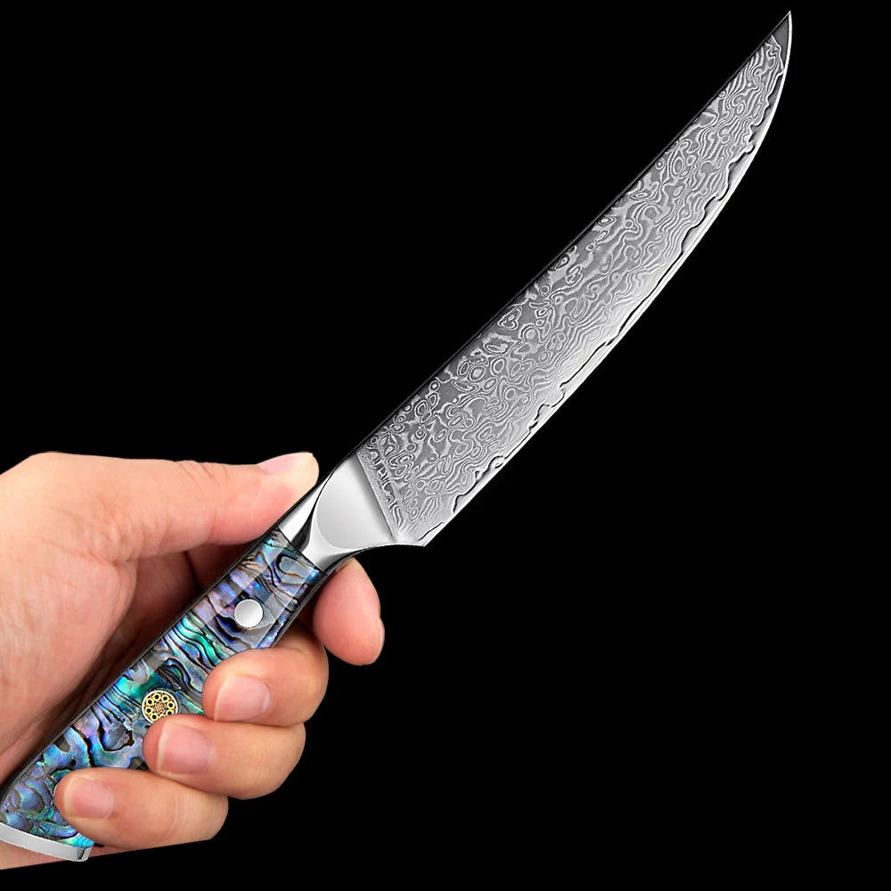 Japanese Damascus AUS-10 Steel 6 Inch Utility Knife Ultra Sharp Chef Slicing