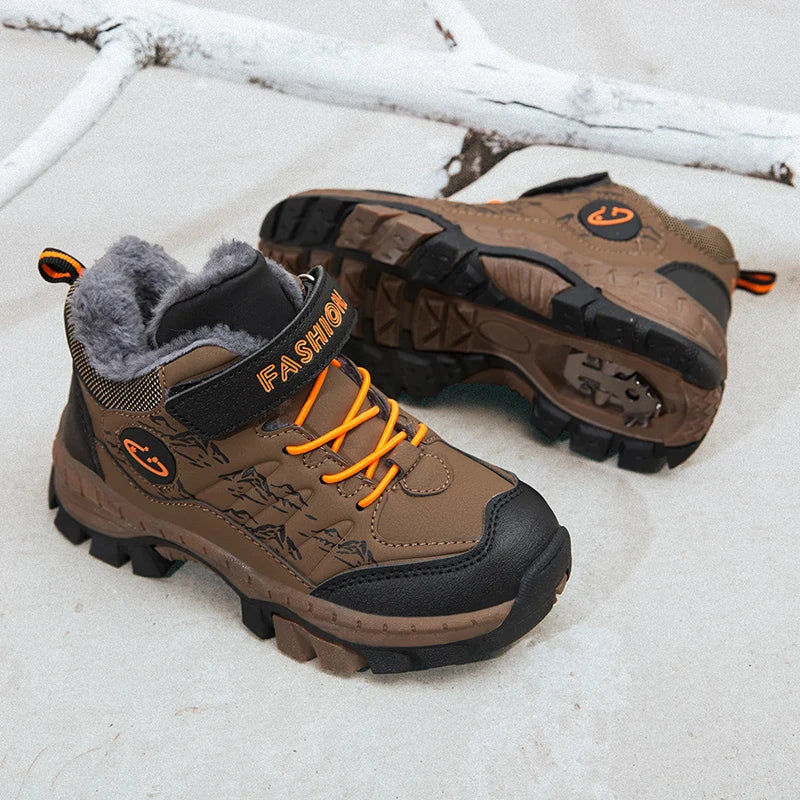 Children Casual Luminous Shoes For Boys Breathable Sneaker Winter Warm Plush Kids