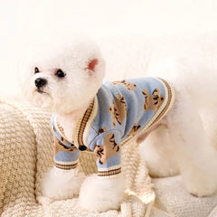 Luxury Dog Clothes Chihuahua Pet Striped Cardigan Sweater Bichon Frise Puppy Kitten