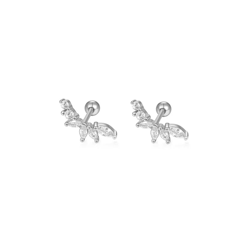 WANTME 925 Sterling Silver Fashion Love Butterfly Romantic Star Crown Screw Stud Earrings for Women Ear Bone Piercing Jewelry