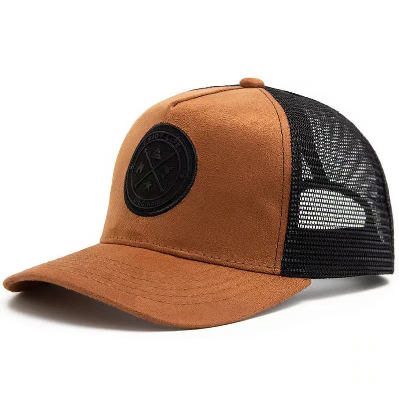 Unisex 5 panel Mesh Suede Trucker Hat  Men Baseball Cap Spring Summer Breathable Sports Hats