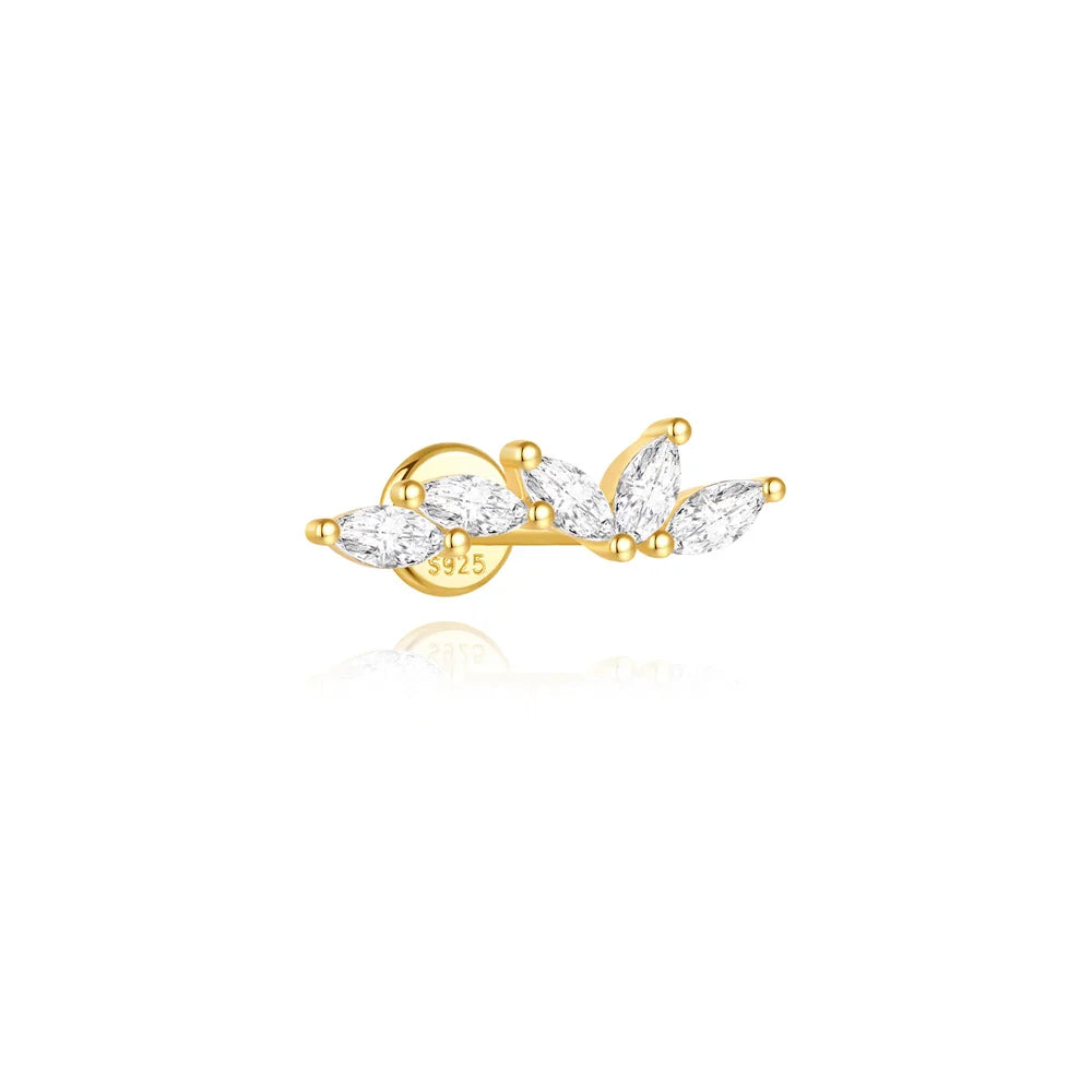 AIDE Heart Round Ball Flat Helix Piercing Earring 925 Sterling Silver Ear Studs Geometric Zircon Exquisite Trinket Studs Aretes