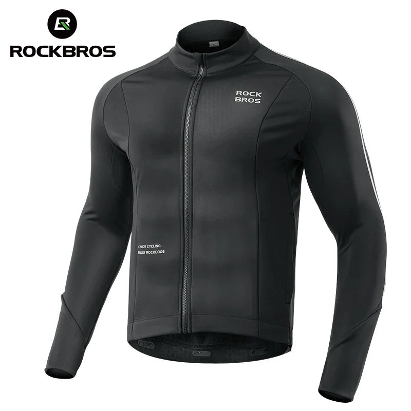 ROCKBROS Bicycle Jersey Fall/Winter Fleece Cycling Clothing Thermal Long Sleeve Cycling Clothing Warmer Windproof Sportswear
