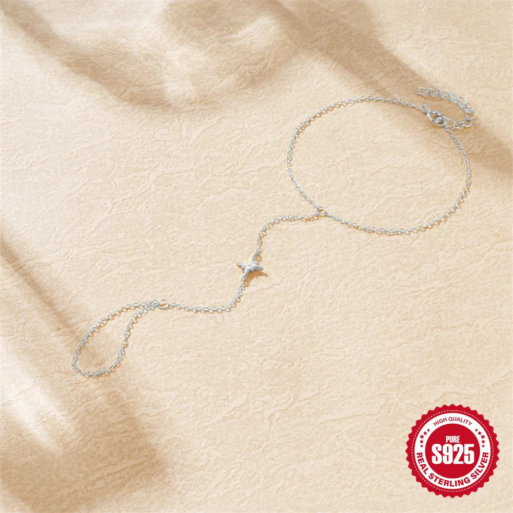 CANNER Minimalism Octagonal Star Finger Bracelet For Women 925 Sterling Silver Ins Flower Multi-layer Bracelet Fine Jewelry