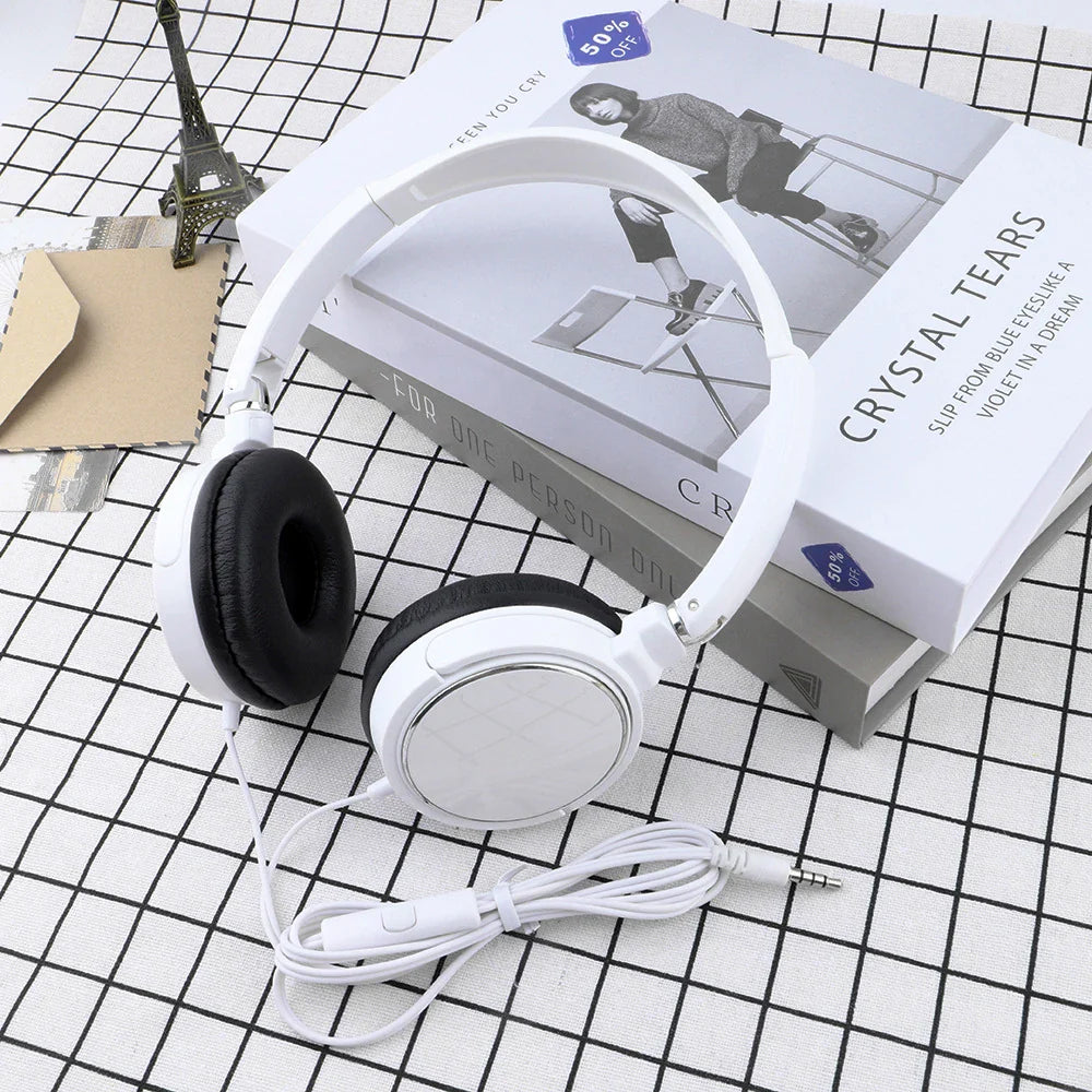 3.5mm/Type-C Wired Headphones Foldable Adjustable Headset Bass Stereo Earphones For Pc Mp3 Mobile Headphones With Noise Cancel