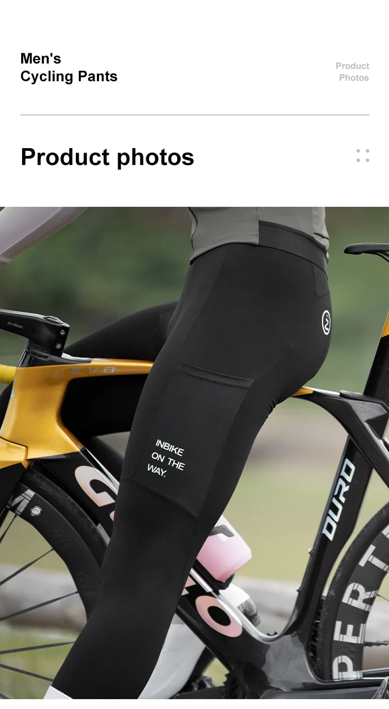 INBIKE Winter Cycling Clothing for Men Fleece Cycling Sets Long Sleeve Jersey with Pockets Long Bicycle Bib Pants for Road Bikes