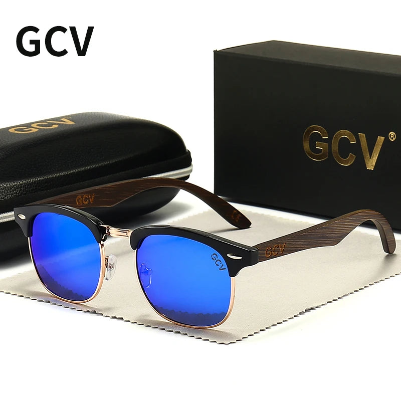 Sunglasses Men Women Polarized UV400 Protection Semi-Rimless Retro Eyewear