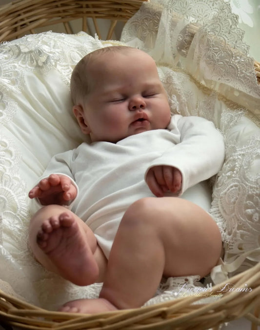 19 Inch Pickle Boy Reborn Toddler Doll Lifelike Sleeping Figure Soft Cloth Body Hand-Painted Hair Cuddly Baby Toy for Collectors