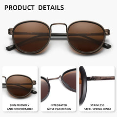 Retro Round Frame Sunglasses Men Polarized Luxury Women Driving Glasses Anti-glare UV400 Alloy Eyewear Accessories