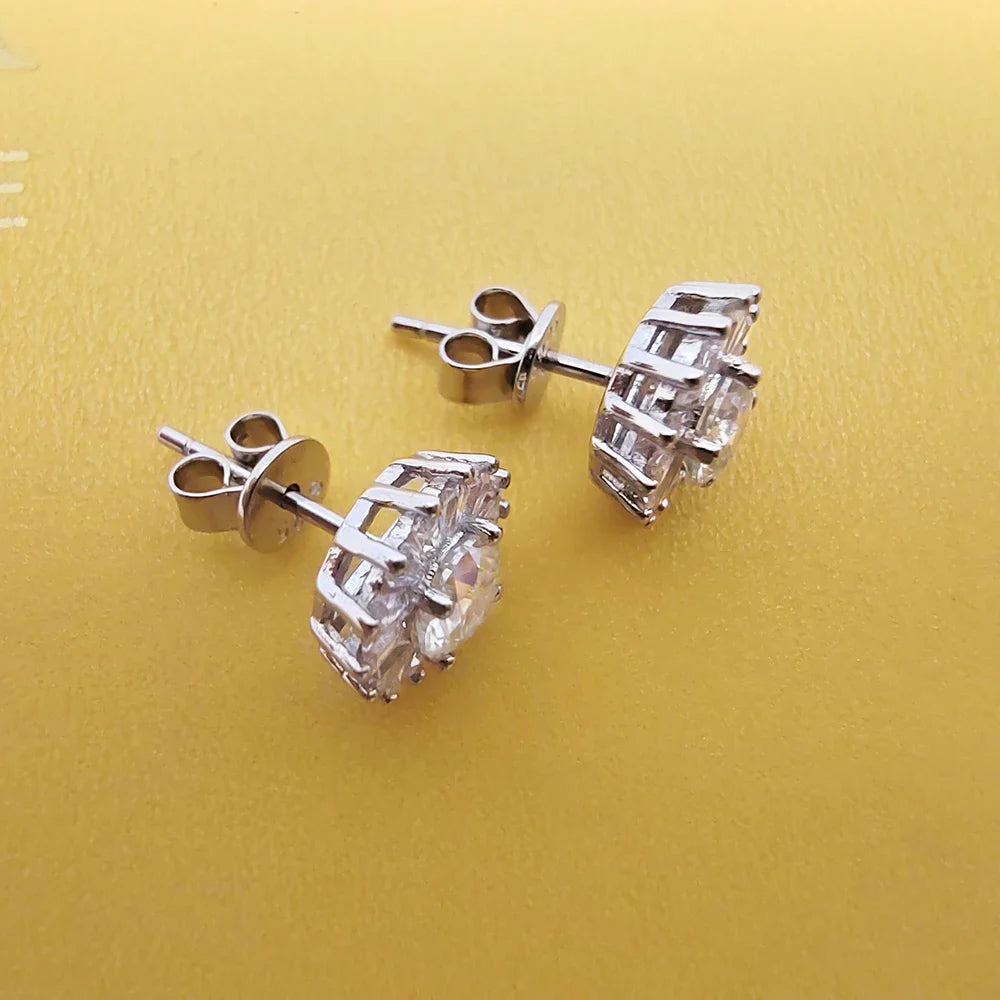 Luomansi 0.5CT 5MM D Moissanite Earrings S925 Silver Passed the Diamond Test Women Jewelry Wedding Party Birthday Gift