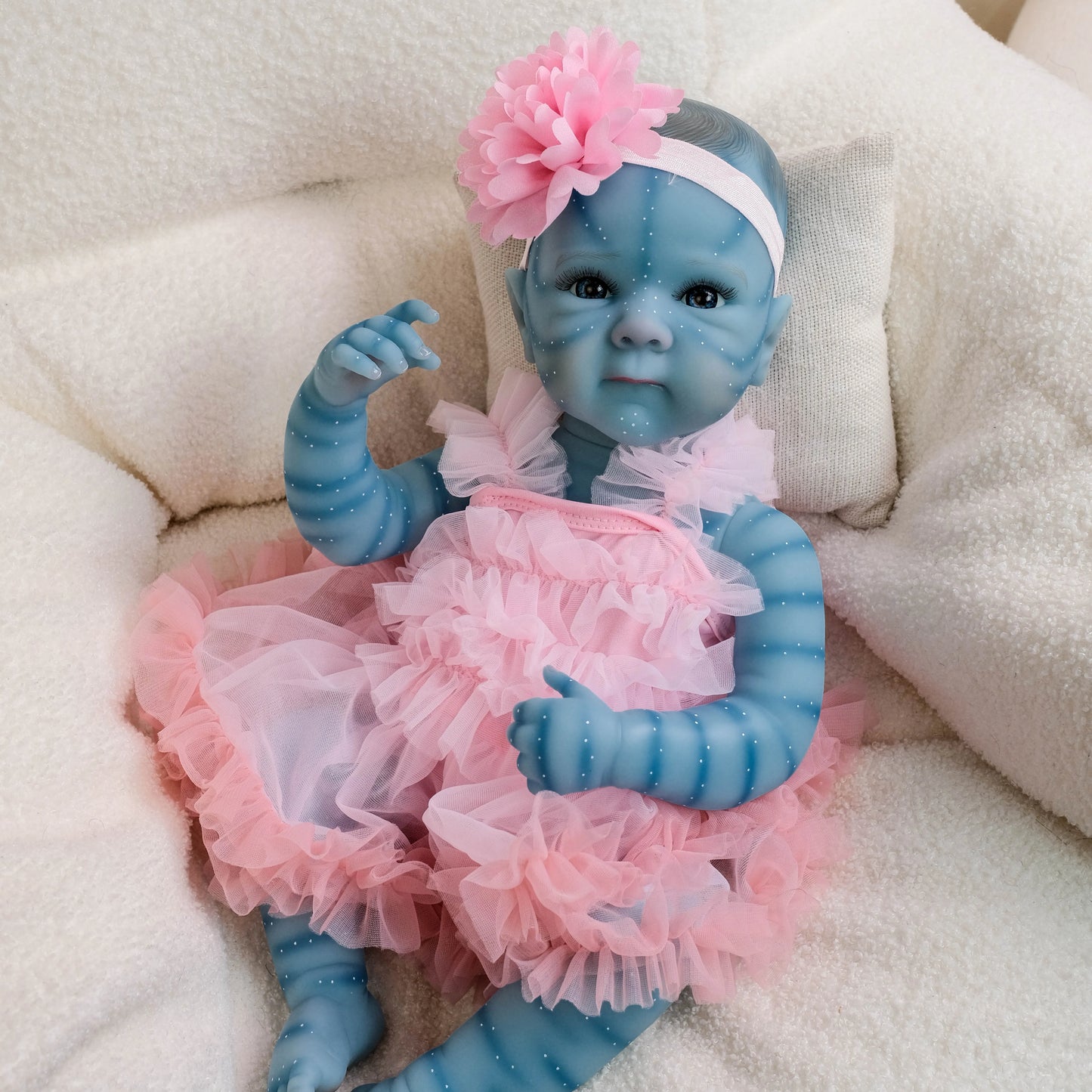 NPK 19-inch Full Body Bettie Avatar Collectible Art Doll - Soft Silicone Bebe Bath Toy Waterproof Hand-Painted Details