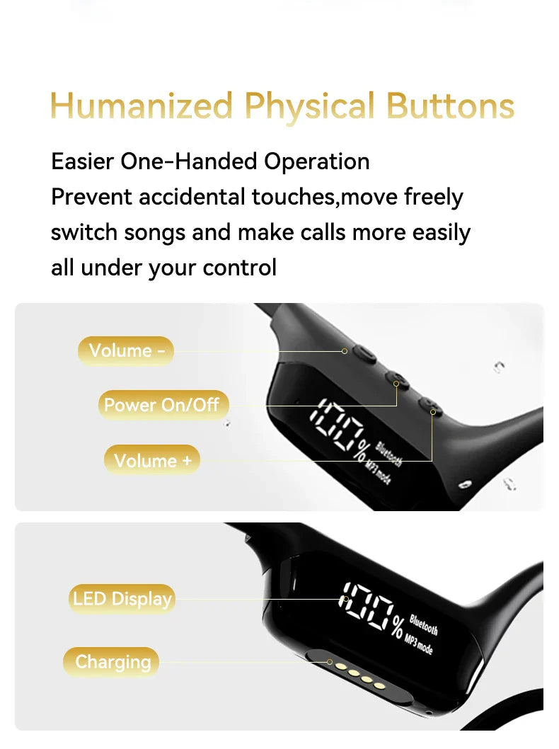 S10 Bluetooth 5.4 True Bone Conduction Headphone HIFI Music Headset 32GB MP3 Player LED Digital Display IPX8 Waterproof For Swim