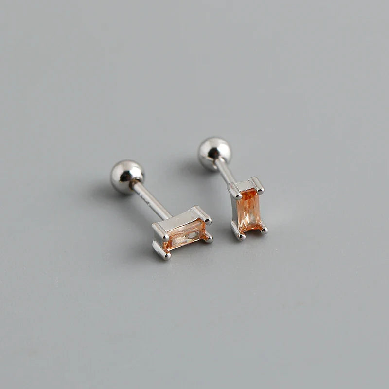 WANTME 925 Sterling Silver Fashion Korean Petal Screw Bead Stud Earrings for Women Charm Ear Bone Piercing Jewelry Accessories